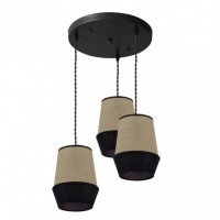 Distribuidor - Lâmpadas Diversas | Lâmpadas Modernas | PLAFON CAMPANA 3XE27 SACO/NEGRO REGX36X36 CM Ref: 173983009